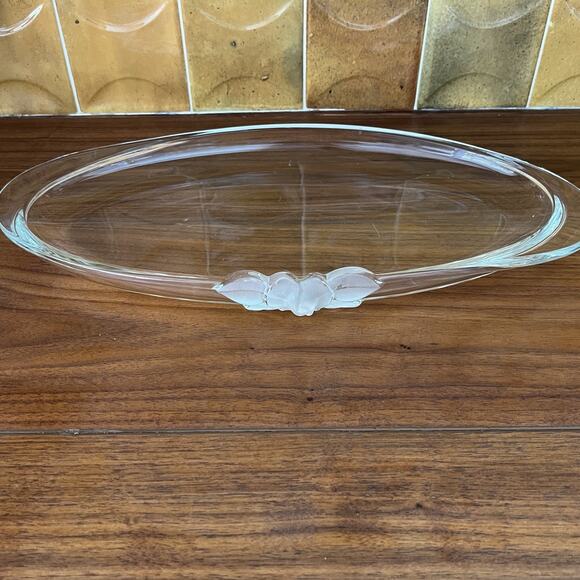 Vintage Mikasa Frosted Flower Glass Oval Serving Tray 15.5"x8" - Picture 1 of 14